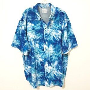 Reel Legends Mariner II Short Sleeve Shirt Blue & White Fishing Vented Men's XL